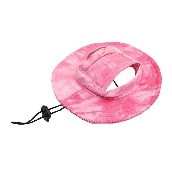 Sonnenhut für Haustiere, Batik-Sonnenhut für Hunde mit Ohrloch, runde Krempe, für Haustiere