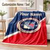 Custom Text Flannel Blanket New York Rangers Print Warm Cozy Blanket Home Sofa Bedding