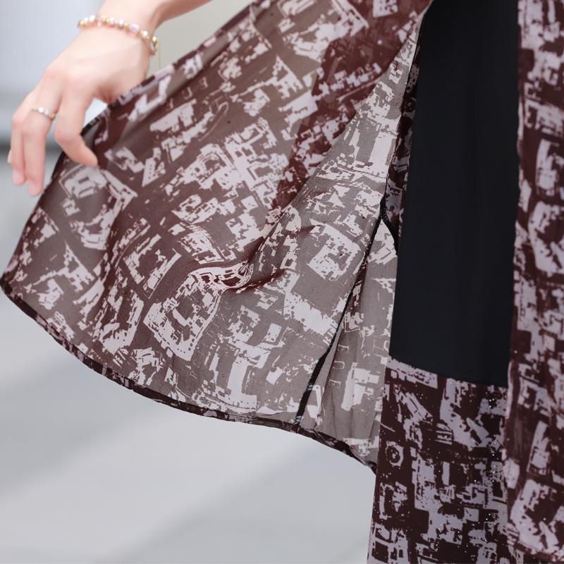 Women's Plus Size Printed Chiffon Dress, Double Layer Lined Loose Summer Maxi Dress (3XL-7XL)