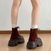 Queen Fan White British Style Thick-soled Martin Boots Women's 2025 New Autumn Small Height Increasing Short Boots