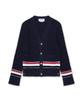Thom Browne Rwb Striped Cotton Baby Cable V-Neck Cricket Cardigan - Navy / Mkc640Ay3014415