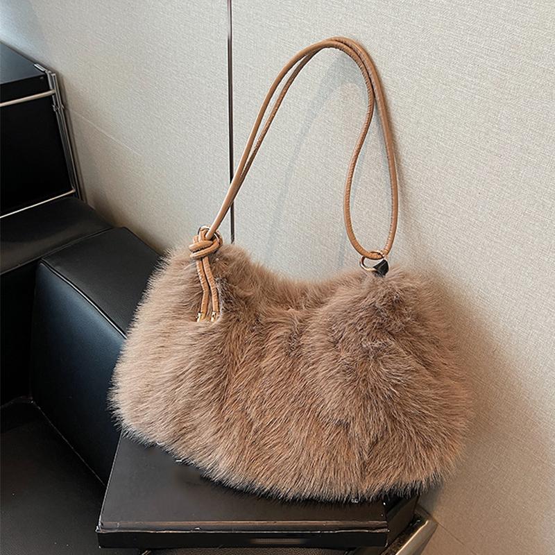 

Fashi Luxury Faux Fur Plush Shoulder Bag High-End Women s Tote Handbag for Stylish Gift Sending