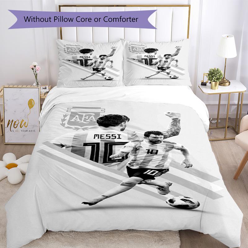 Football Messi Duvet Cover Set Design for Playroom Machine Washable Christmas Gift
