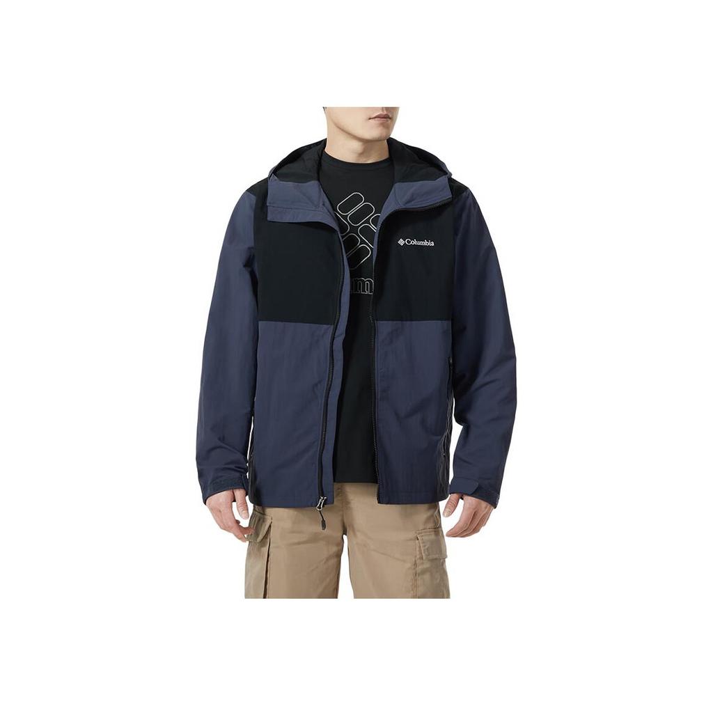 Columbia Color Block Spliced Hooded Casual Jacket Men Jackets Navy-Blue XE3394-466