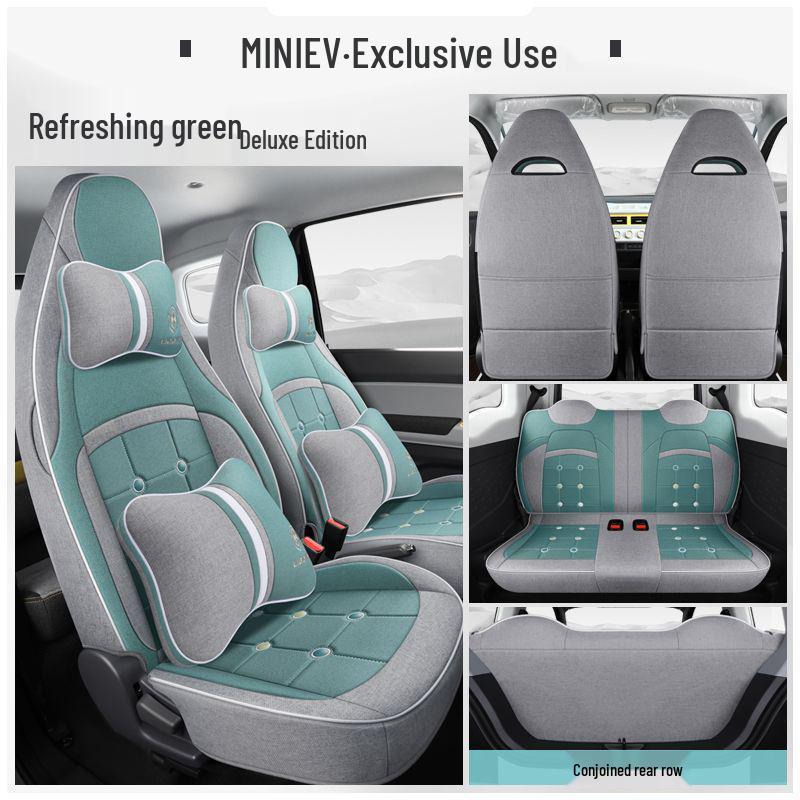 Wuling Hongguang MINI EV Macaron Seat Cushion Cover: Full Surround, Universal Fit for First & Second Gen, All Season Use.