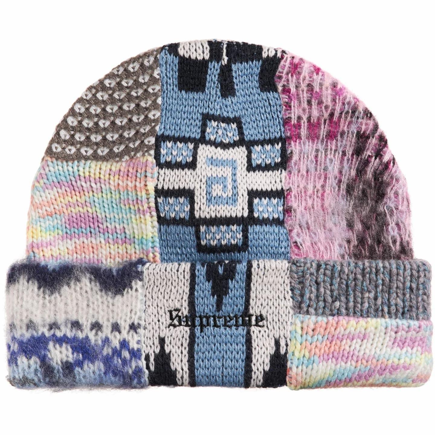 823995 Supreme Patchwork Beanie Light Blue One-Size
