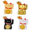 1pc 2 Inch Solar Power Maneki-Neko Automatic Waving Lucky Cat Car Beckoning Cat Fortune Cat Figurines For Cashier Ornament Shop