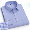 6XL Work Blue White Shirt Long Sleeves Men Formal Shirt Long Sleeve Office Solid Color Classic Striped Fashion Business Pocket
