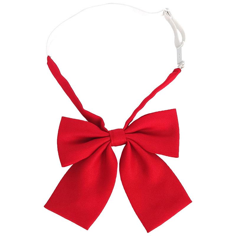 JK Collar Bow Tie for Women - Korean & Japanese Academic Style, Solid Color with Fine Stripes, Black & Wine Red