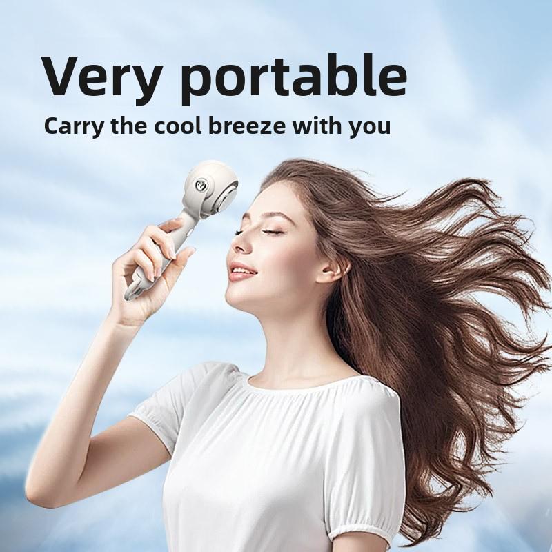 Cross-border New High-speed Handheld Small Plastic Fan Turbo Fan Portable USB Charging Brushless Motor Ice Cooling Neck-Hanging