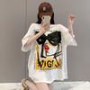 Plus Size Cotton T-Shirt Summer Lazy Style Short Sleeve Women's Top Couple Matching Loose Fit Casual Cartoon Print Tee 90kg Wear