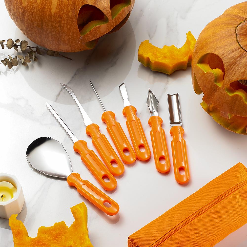 7pcs/Set Halloween Stainless Steel Pumpkin Carving Tools Kit Professional Pumpkin Carving knife Set With Storage Bag7
