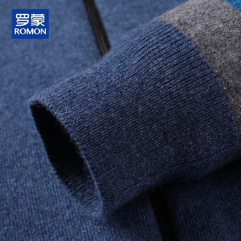 ROMON Men's 100% Cashmere Baseball Collar Zipper Cardigan