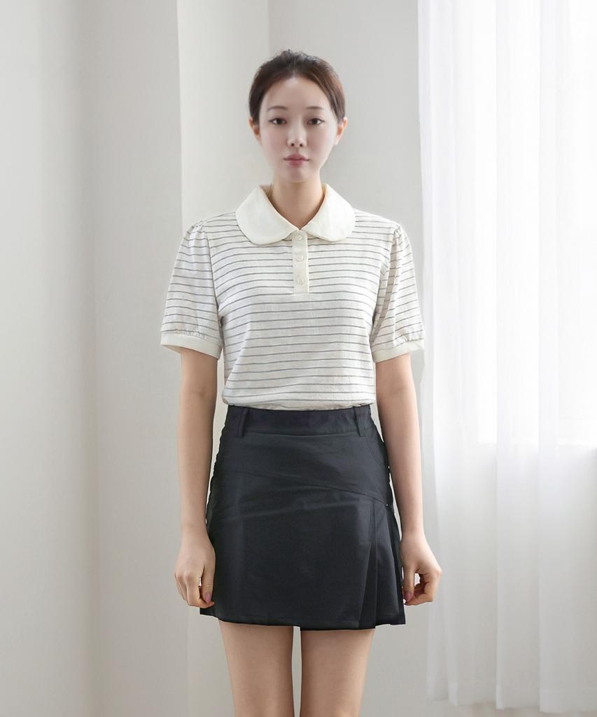 Keulleiseu Sunny Puff Stripe T-Shirt_Red
