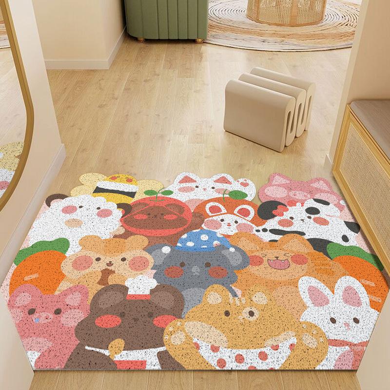 Cartoon Air Entry Door Door Door Mat Scraping Dirt Dirt Outdoor Dust Removal Wear-resistant Can Be Cut Silk Floor Mat