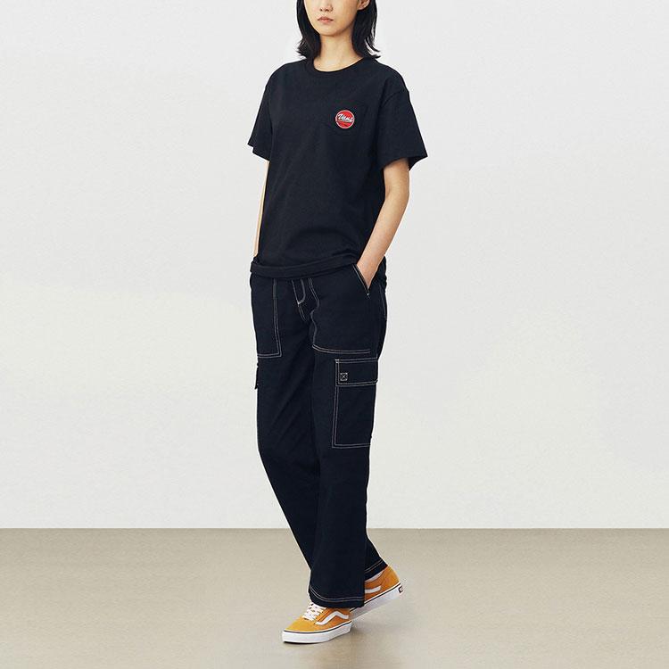 Vans Checkerboard Logo Print Loose Casual Short Sleeve T-Shirt Unisex Tops Black VN0A4UTRBLK