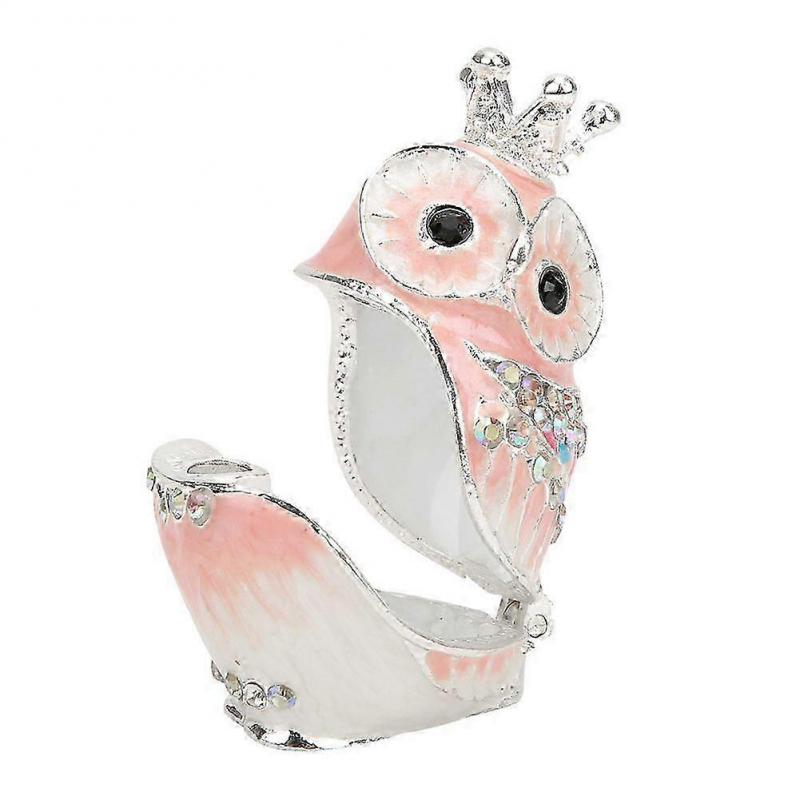 Hand Enameled Trinket Box Colorful Owl Decoration Ornament Metal Crafts Collectibles