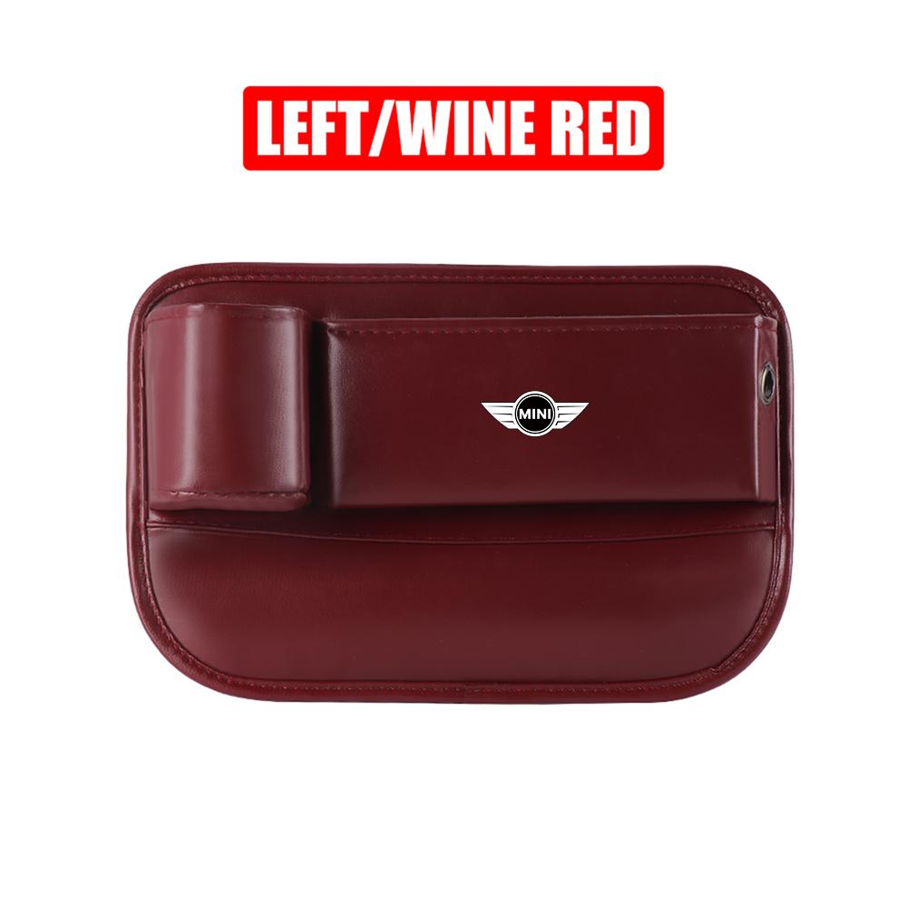 CBEJ7 Leather Car Seat Gap Crevice Storage Box Organizer Cup Holder For MINI Cooper S JCW WORKS R55 R56 F55 F56 R57 R58 R59 CLUB MAN