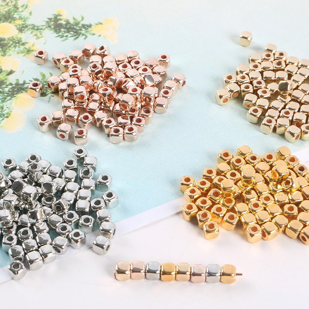 Ccb Mărgele Distanțiere Pătrate Mici Mărgele Libere Pătrate cu Colțuri Tăiate Suprafață Sidefată Solid Mărginit Colier DIY Material Bijuterii Accesorii