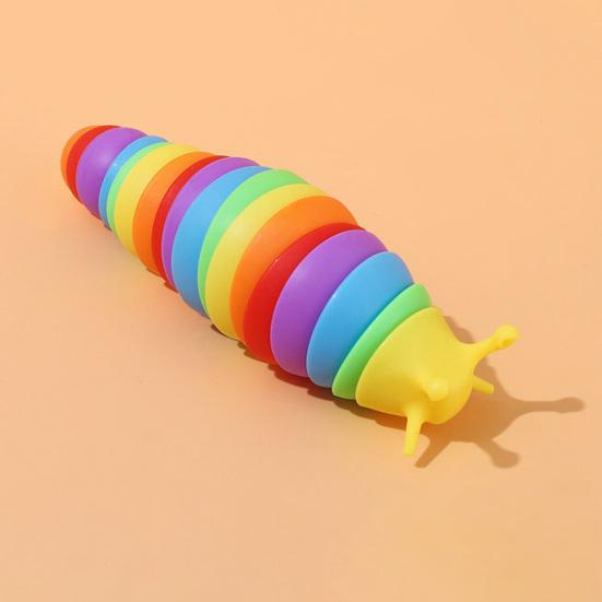 Fidget Slug Toy Colorful Cute 3D Articulated Stim Toy Wrist Strength Exercise Stress Relief Funny Sensory Squeezing Slug Toy Decompression Toy Boys