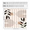 Geometric Leaf Shower Curtain  Minimalist Black Branches & Gold Circles, Modern Abstract Art for Contemporary Bathroom Decor