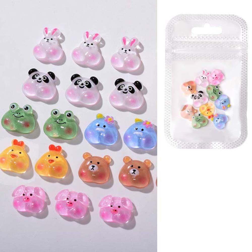 Pig Bears Animal Nail Rhinestones Cartoon Nail Drills Cartoon Nail Decorations 3D Nail Jewelry