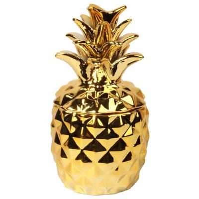 Ceramic Small Pineapple Box In Gold Color