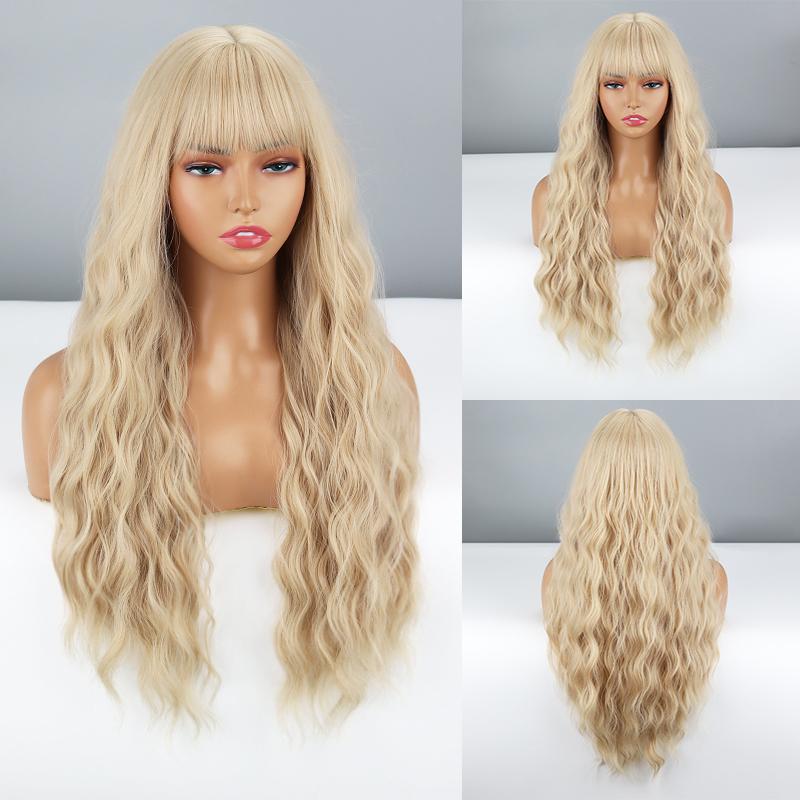 

MISSQUEEN женский парик Ombre коричневый, серый цвет длинный волнистый парик с челкой из синтетического волокна женская повседневная одежда косплей волнистый парик