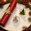 Christmas Napkin Rings 4Pcs Creative Xmas Tree Shape Dining Table Decor for Home Kitchen New Year Holiday Gathering