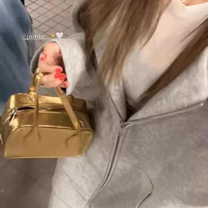 Women's golden PU shoulder bag women's bag cosmetic case bags bag fashion trend girl golden