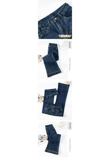 2026 Winter Velvet Thick Embroidered Straight-Leg Jeans - Women's Cropped Wide-Leg Pants, Versatile Style