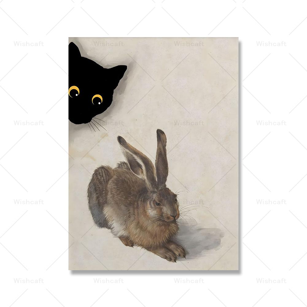 

Детский кот принт знаменитый черный кот винтажный абстрактный холст плакат ретро детская спальня настенная живопись украшения фотографии 21x30cm No Framed