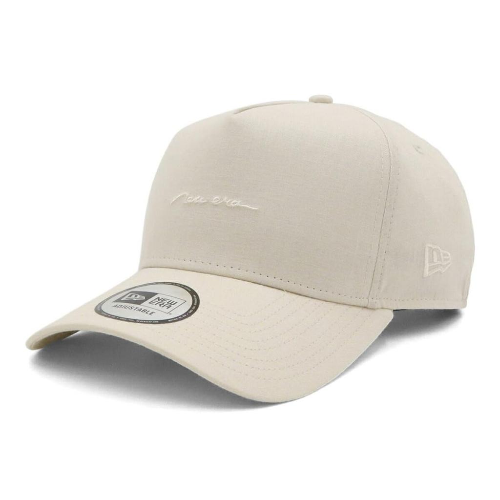 New Era 9FORTY Cap In Light Flax Cotton with Handwritten Exclusive To and 9FORTY 940 Cap with Long Visor and Perfect for Spring and Adjustable Sizes