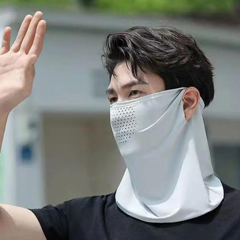 Unisex UV-beskyttelse Utendørs nakkeomslag Sports solsikker smekke Ice Silk Mask Ansiktsdeksel Hals Wrap deksel Solkrem Ansiktsskjerf