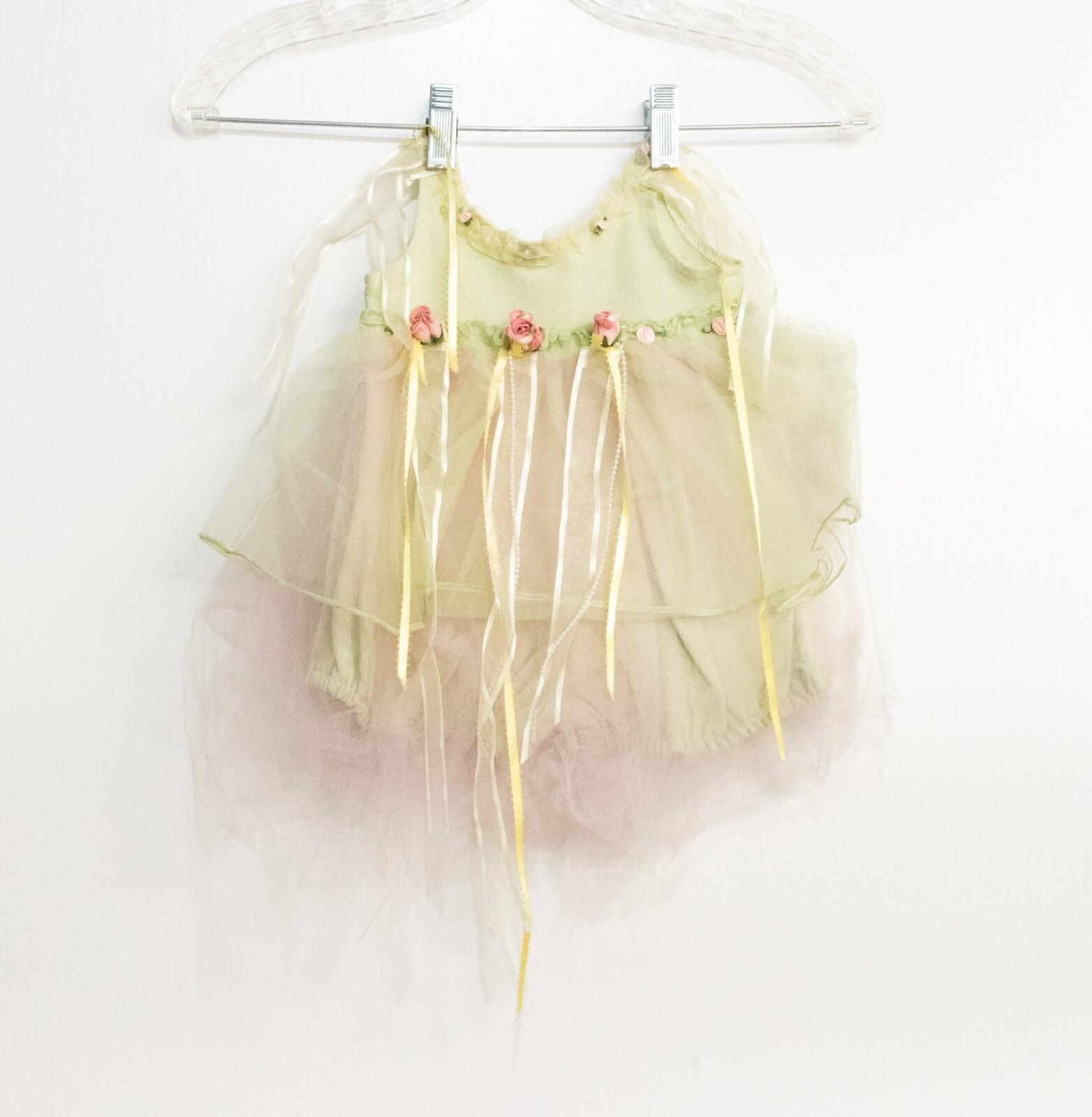 Its Baby Toddler Girls Ivory Yellow Polyester Top Floral See Through Size 3-6M S