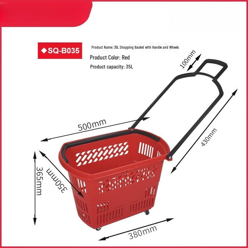 Jun Ding Ying 35L Deluxe Rolling Shopping Basket