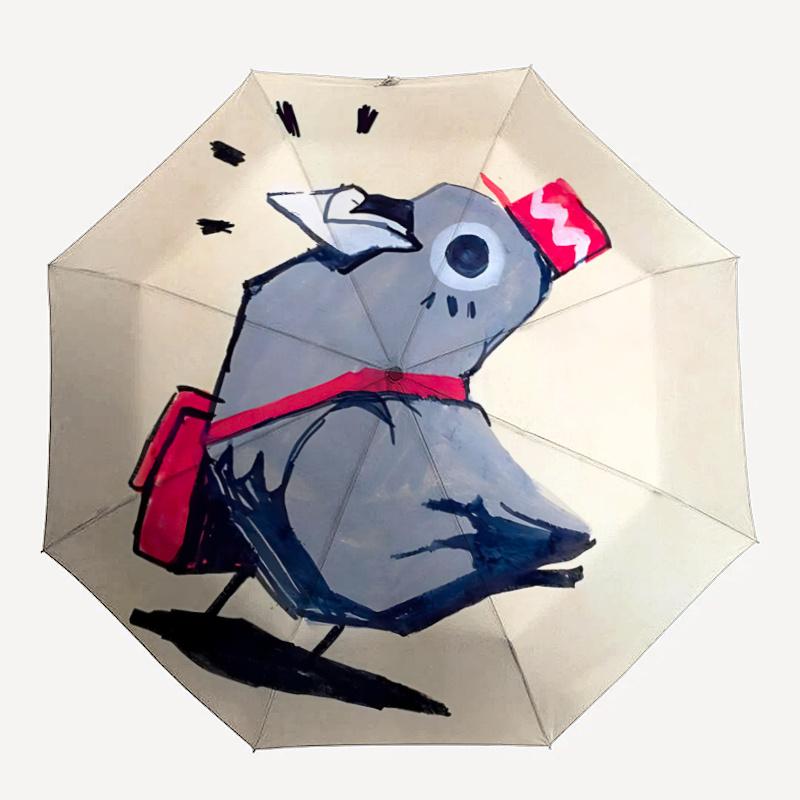 

1pc Pigeon, Delivery One Umbrella a Plastic Hle, Compact Stylish, with a Vibrant Cartoon Pattern, Perfect Home, Travel