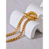 Yhpup Fashion Stainless Steel Metal Chain Toggle-Clasps Bracelet Bangle 18K Gold Waterproof Plated Wrist Statement Jewelry