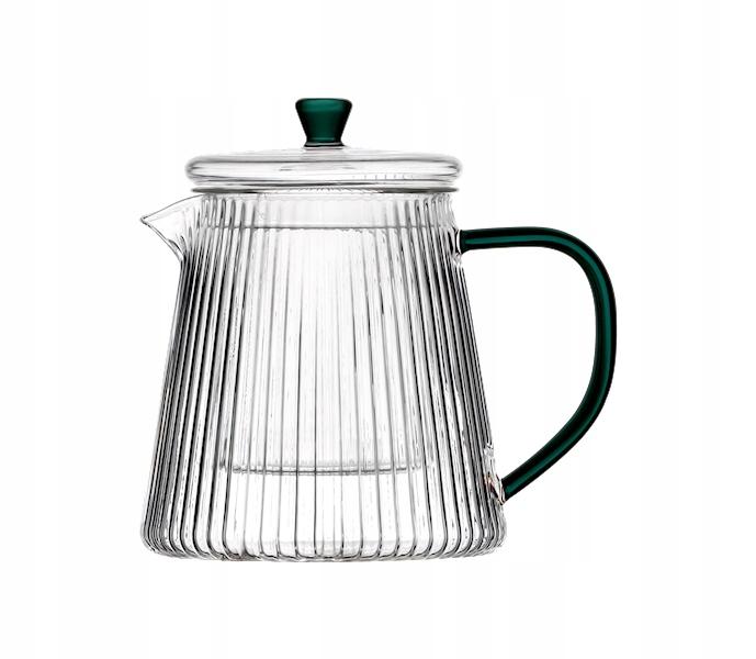 GLASS JUG 1L TEA INFuser with Filter + 2 Glasses, Green Handle