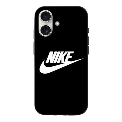 Capa para iPhone 16 - Nike - Logotipo - Preta - Macia - Sintética
