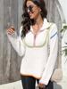 2025 Winter Women's Loose Casual Lapel Pullover Sweater - European American Style, Drop Shoulder, Long Sleeve