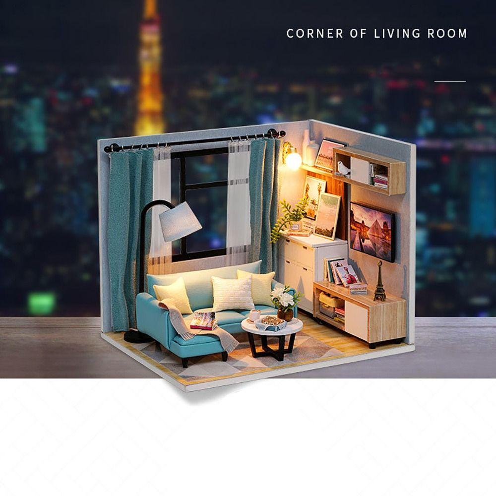 Wood Handmade Assembly Dollhouse Models Princess Room Miniature Doll House  Model Toy