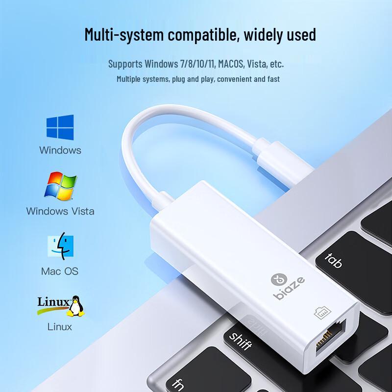 BIAZE USB-C To RJ45 100Mbps Ethernet Adapter