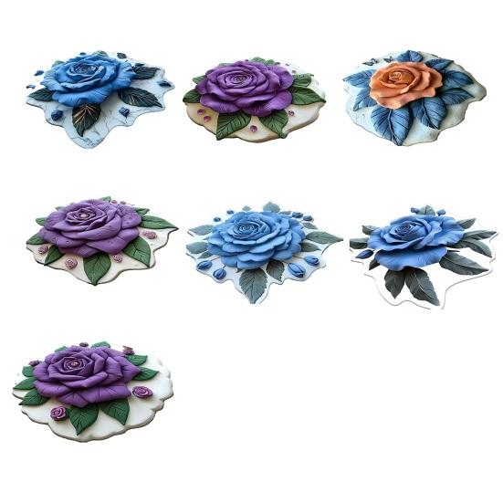 Floor Mat 3D Flower Pattern Water-Repellent Bathroom Rug with Anti-Slip Base High-Density Crystal Velvet Bath Mat