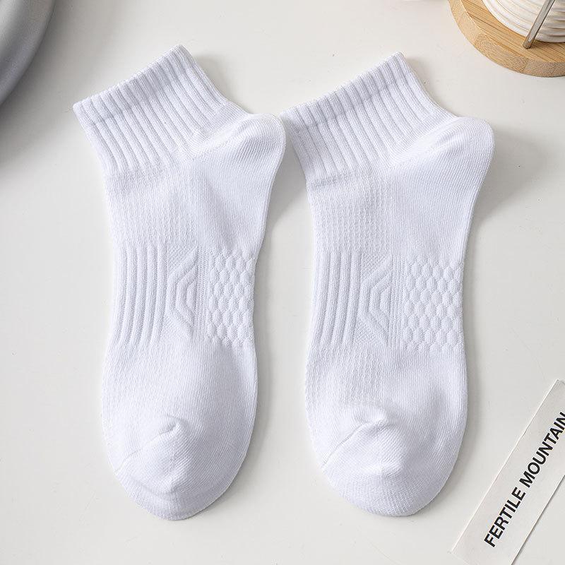 Men's Spring and Summer Simple Pure Color Sports Sweat Absorbent Mesh Breathable Massage Bottom Short Tube Cotton Socks