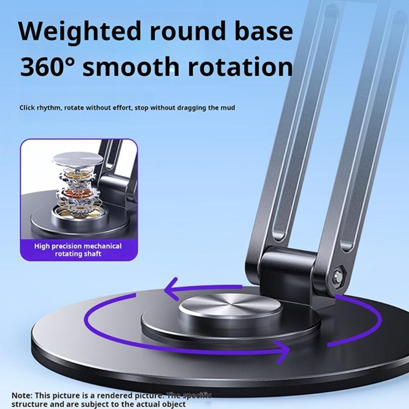 Adjustable Tablet Stand with 360 Degree Rotatable Base Foldable Tablet Holder for Mobile Phone Desk Ergonomic Notebook