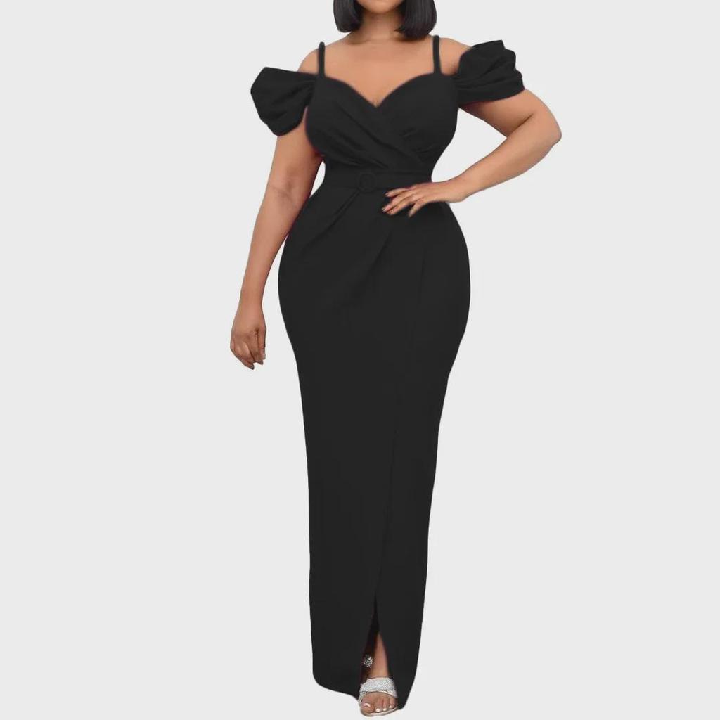 Summer 2022 Women's V-Neck Pleated Suspender Dress with Slit - European & American Style