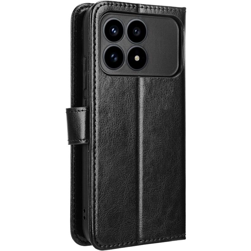 Flip Case for Xiaomi Poco F8 Pro, Crazy Horse Wallet, Black