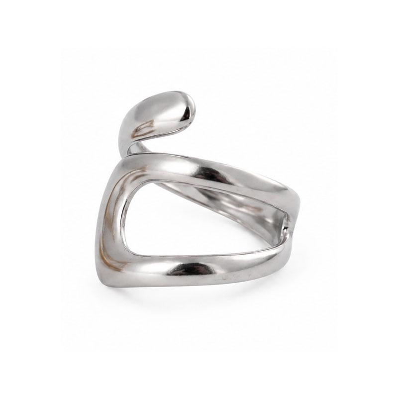 European Geometric Stainless Steel Hollow Ring: Irregular Exaggerated Design for Women