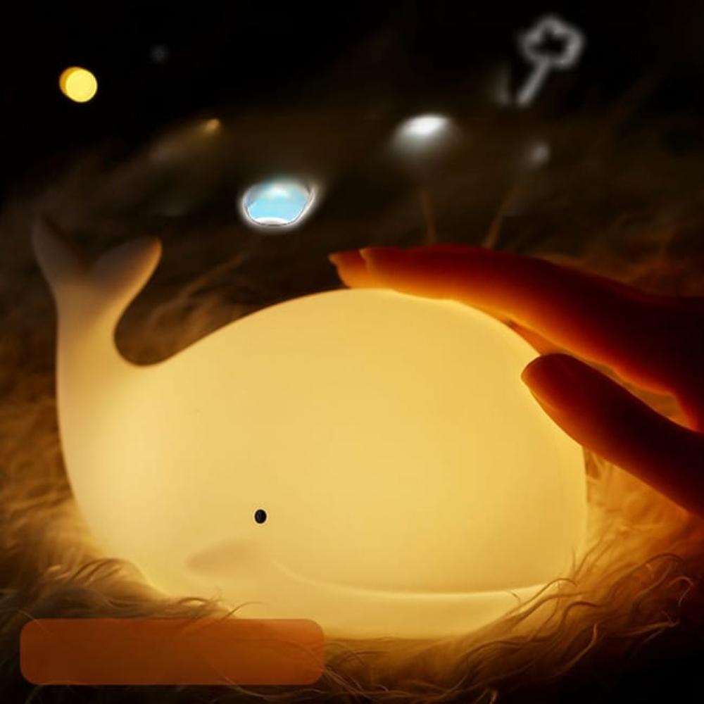 LED Night Light Pat The Silicone Light Cute Whale Animals Lamp Home Bedroom Bedside USB Charging Lights Decor for Birthday Gift